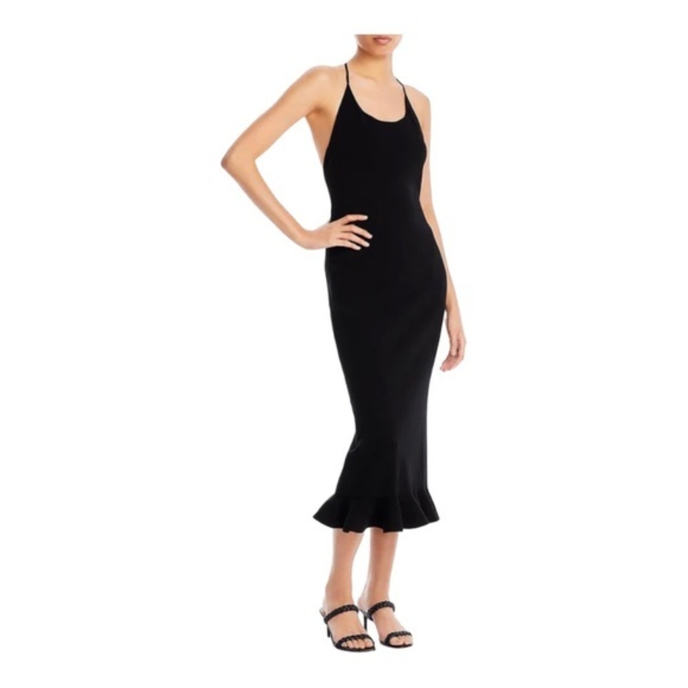Rebecca Taylor Ribbed Knit Stretch Knotted Beaded Back Column Bodycon Dress NWOT - Picture 2 of 11